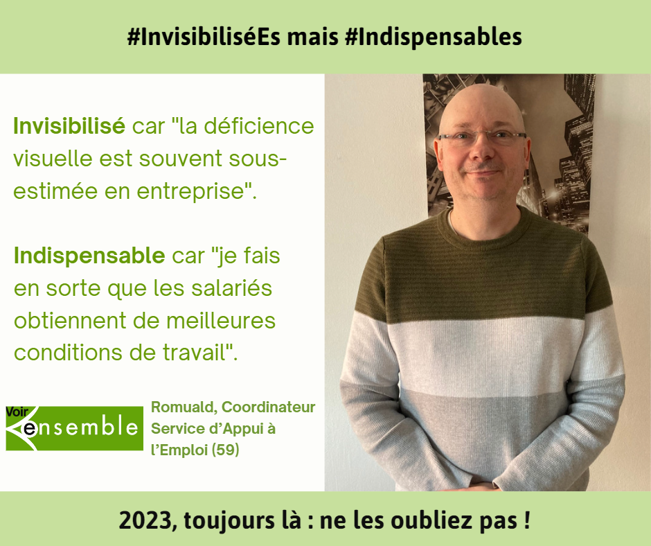 Romuald coordinateur Service d'Appui à l'Emploi, Invisibilisé car "la déficience visuelle est souvent sous- estimée en entreprise".